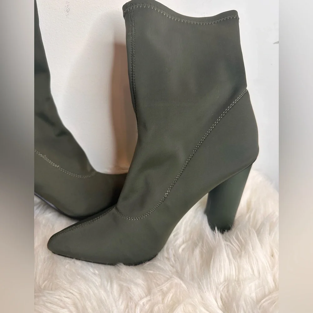 !!SOLD!! Olive Green Stretch Ankle Bootie - Picture 3 of 5